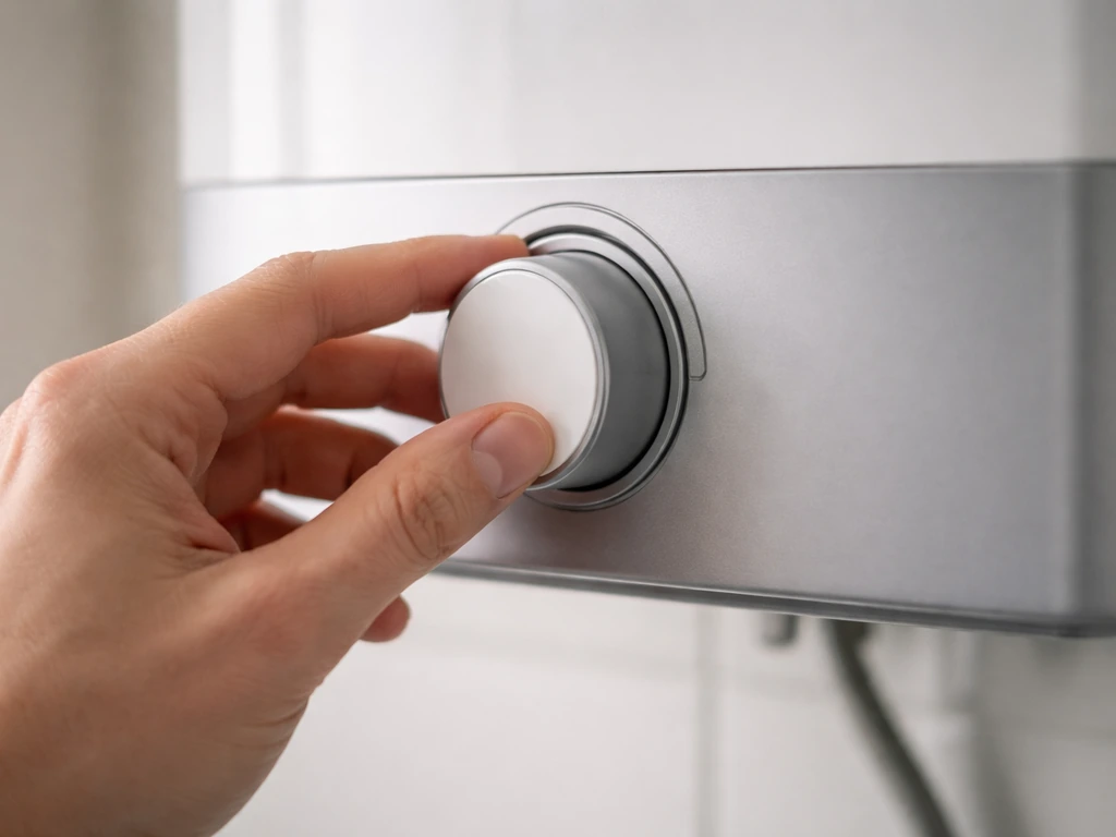 Hand gently turning a heater control knob after checking the gap between knob edge and panel